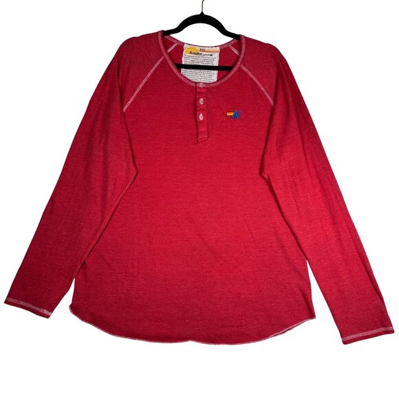 Aviator Nation Long Sleeve Henley Shirt Red XXL Lightning Bolt Logo USA Made - Picture 1 of 9
